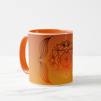 Ethereal Embers – Red & Orange Floral Artwork Mugg
