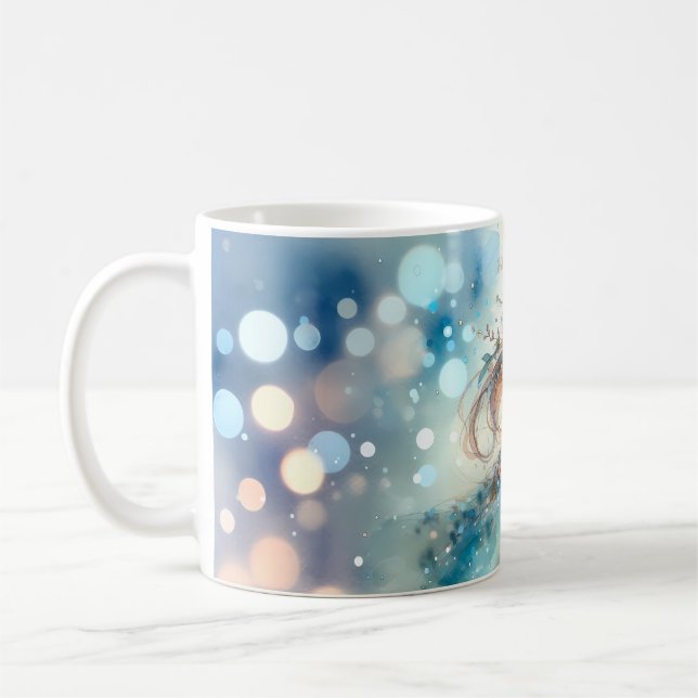Ethereal Fantasy Goddess in a Watercolor Dream Kaffemugg (Vänster)
