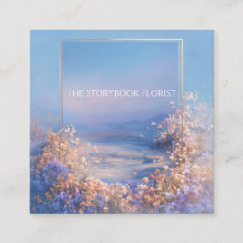 Ethereal Floral Meadow Gold Frame Serene Landscape Fyrkantigt Visitkort