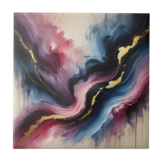 Ethereal Flow – Elegant Abstract Art Ceramic Tile Kakelplatta (Framsidan)