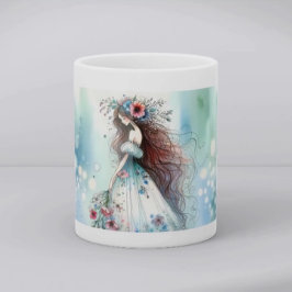 Ethereal Flower Fairy in Watercolor Dreamscape Kaffemugg