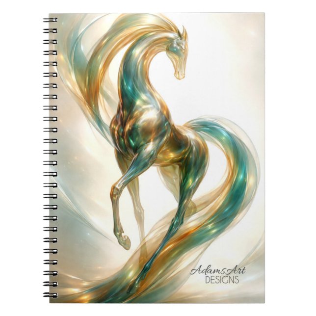 Ethereal Glass Horse Flow – Fantasy Abstract Anteckningsbok (Framsidan)