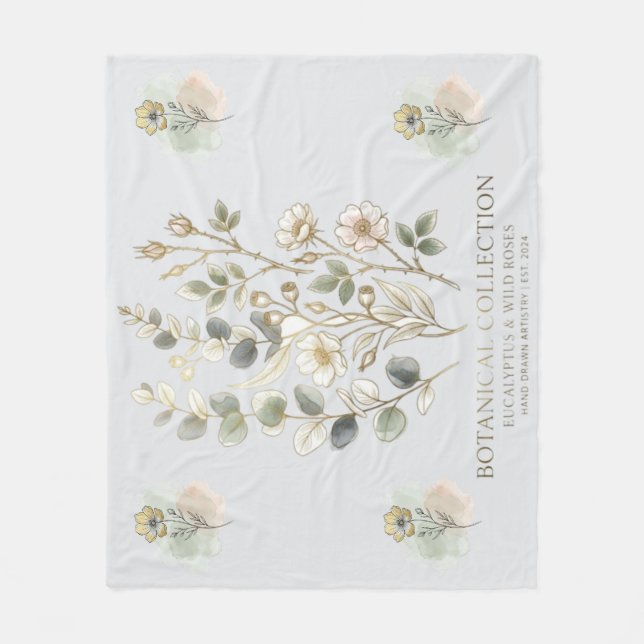 Ethereal Gold & Sage Botanical Collection Fleecefilt (Framsidan)