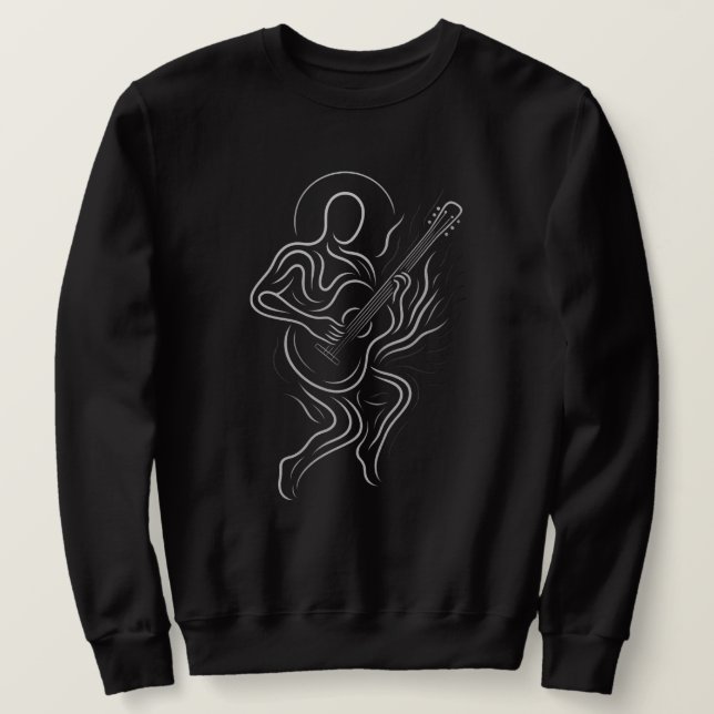 Ethereal Guitar Flow Lång Ärmad Tröja (Design framsida)