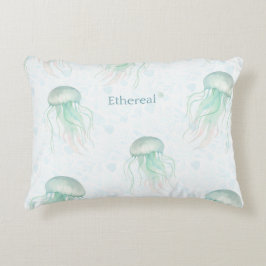 Ethereal jellyfish throw pillow teal prydnadskudde