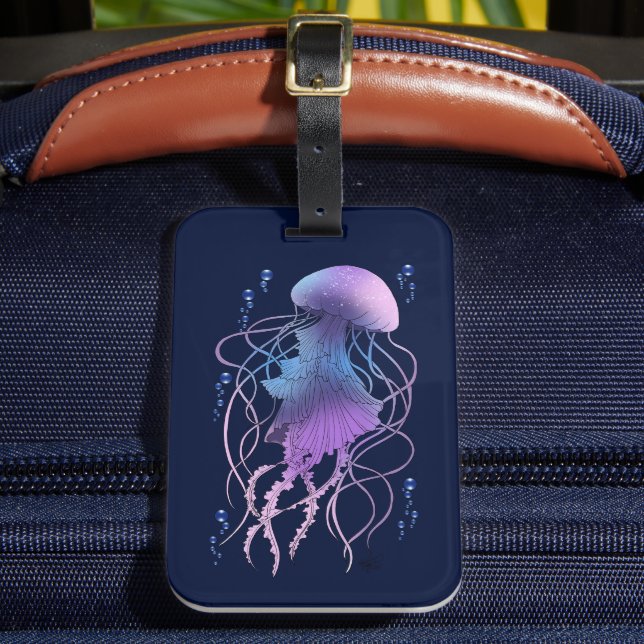 Ethereal Jellyfish Violet Blue Bagagebricka (Framsida Insitu 2)