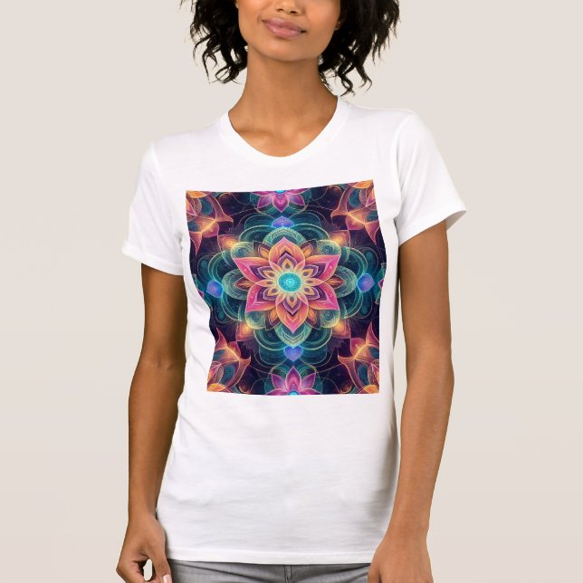 Ethereal Mandala Bloom — Psychedelic Lotus T Shirt (Framsida)