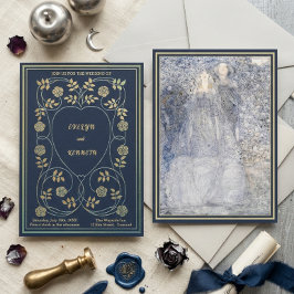 Ethereal Midnight Navy & Gold Vintage Art Nouveau Inbjudningar