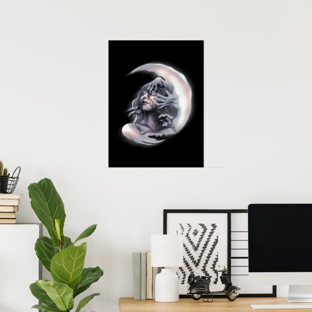 Ethereal Moon Goddess Surreal Celestial Wall Art  Poster (Hemmakontoret)