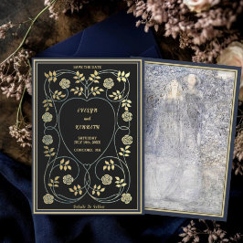 Ethereal Navy & Gold Vintage Art Nouveau Wedding Spara Datumet