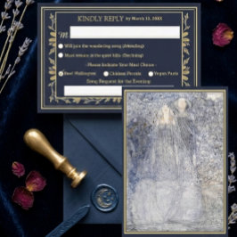 Ethereal Navy Vintage Art Nouveau Wedding RSVP Tilläggskort