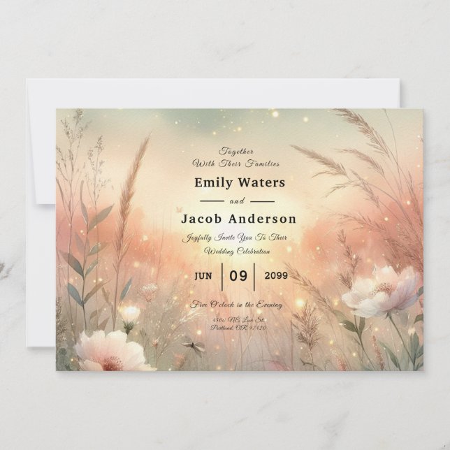 Ethereal Pastel Wildflower Field Wedding Inbjudningar (Framsida)