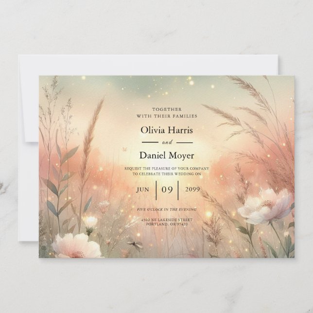 Ethereal Pastel Wildflower Field Wedding Inbjudningar (Framsida)