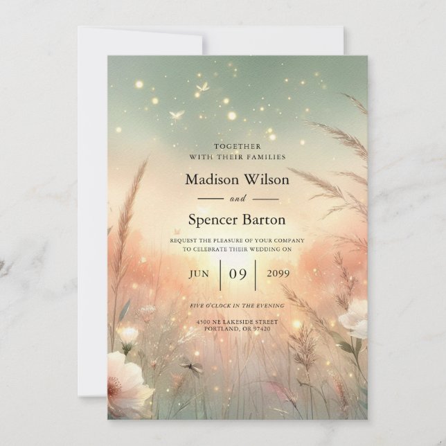 Ethereal Pastel Wildflower Field Wedding Inbjudningar (Framsida)