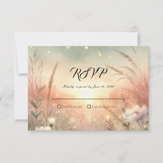 Ethereal Pastel Wildflower Field Wedding OSA Kort (Framsida)