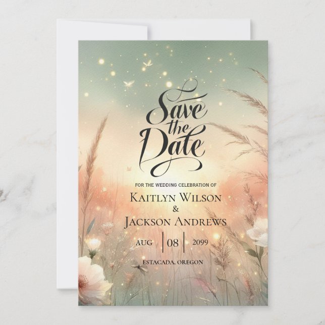 Ethereal Pastel Wildflower Field Wedding Spara Datumet (Framsida)