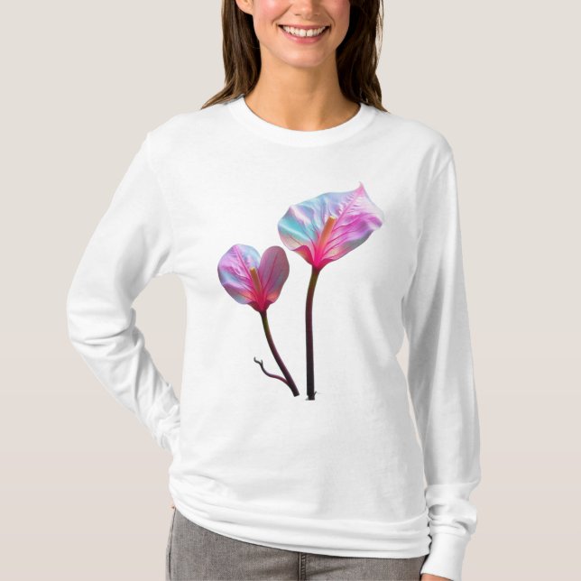 ethereal pink flowers t shirt (Framsida)