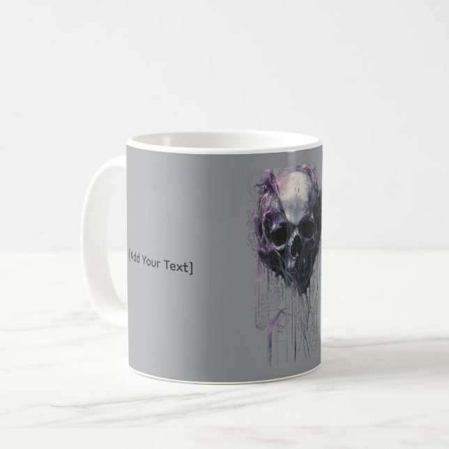Ethereal Skull Abstract Grunge Dark Art Kaffemugg (Framsida vänster)