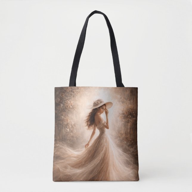 Ethereal Slavic Water Nymph Tote Bag Boho Tygkasse (Framsida)