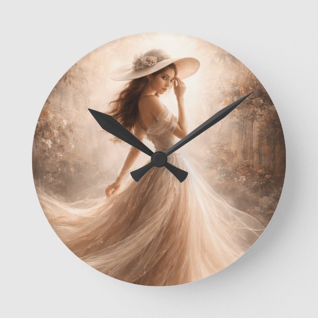Ethereal Slavic Water Nymph | Wall Clock | Boho Rund Klocka (Framsida)