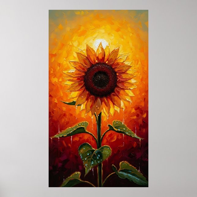 Ethereal Sunset Sunflower Expressionist Poster (Framsidan)