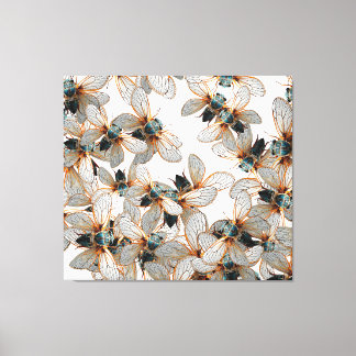 Ethereal Swarm: Ornate Cicada Wing Pattern Canvastryck