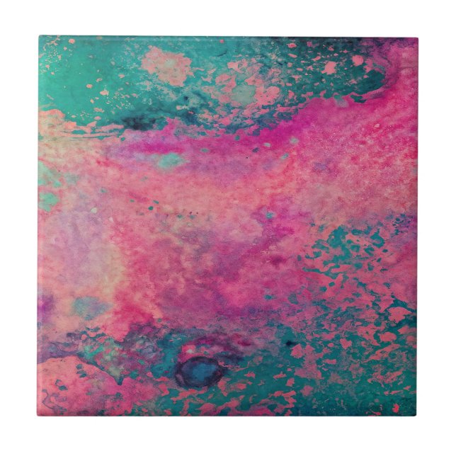 “Ethereal Vellum” – Pink Teal Blue Abstract    Kakelplatta (Framsidan)