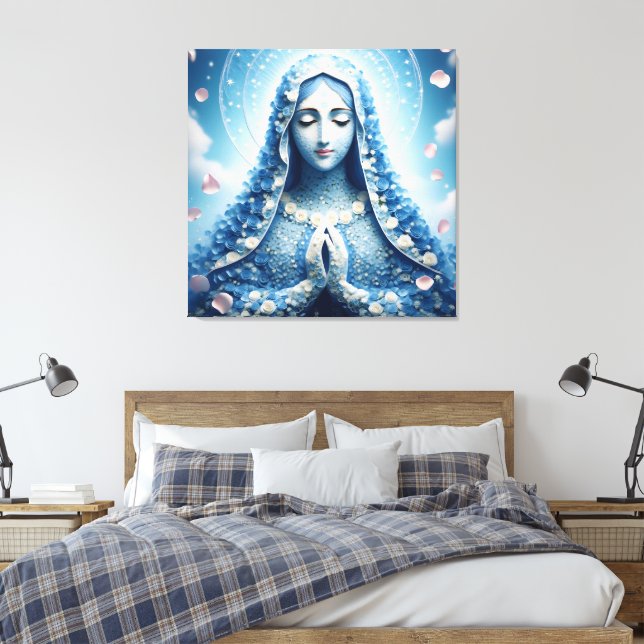 Ethereal Virgin Mary Blue Rose Portrait  Canvastryck (Insitu (sovrum))