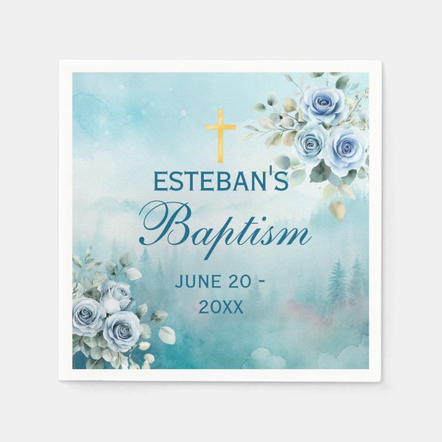 Ethereal Watercolor Nature Baptism Decor Pappersservett (Framsidan)