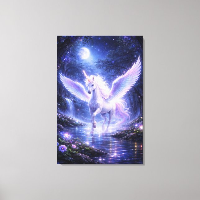 Ethereal Winged Unicorn of Light  | ManJiangHong F Canvastryck (Framsida)