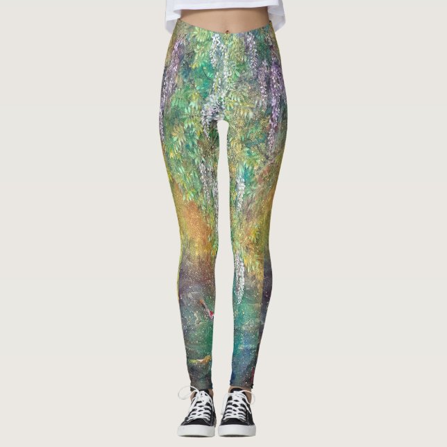 Ethereal Wisteria: The Koi's Golden Dream Leggings (Framsida)