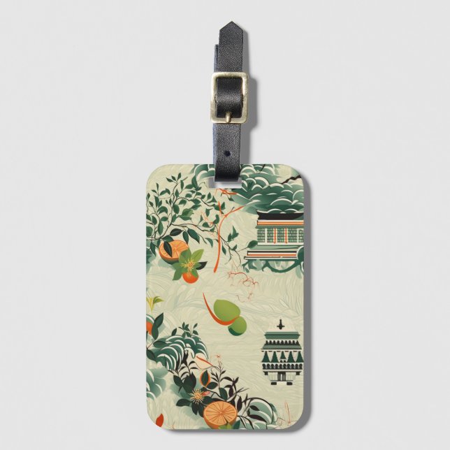 Ethereales Orangenmuster mit Zen-Tempeln Bagagebricka (Framsida vertikal)