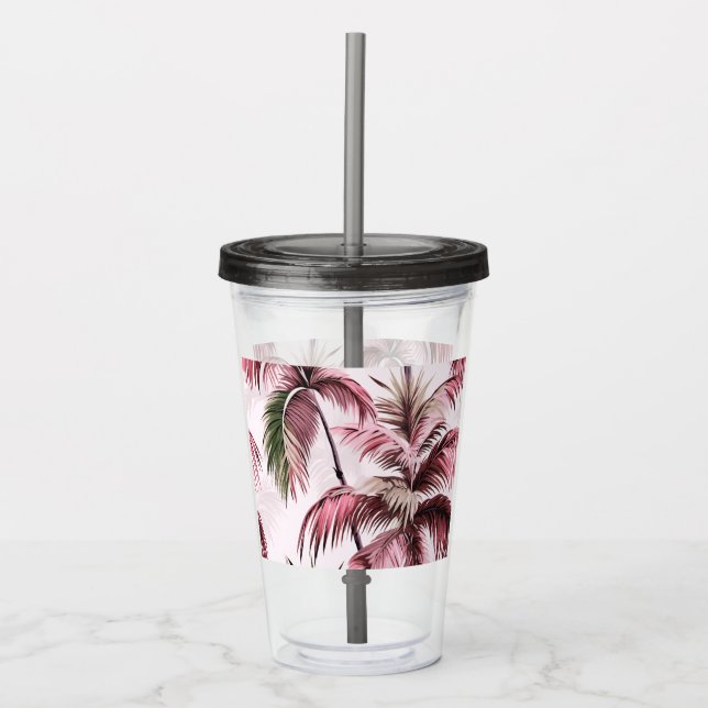 Ethereales Rosé-Palmenmuster Take Away Mugg (Framsida)