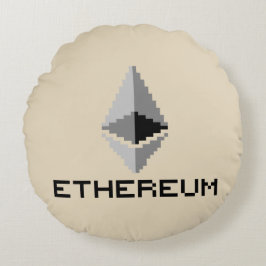 Ethereum ETH 8-Bit Logotyp | Kuddöverdrag Rund Kudde