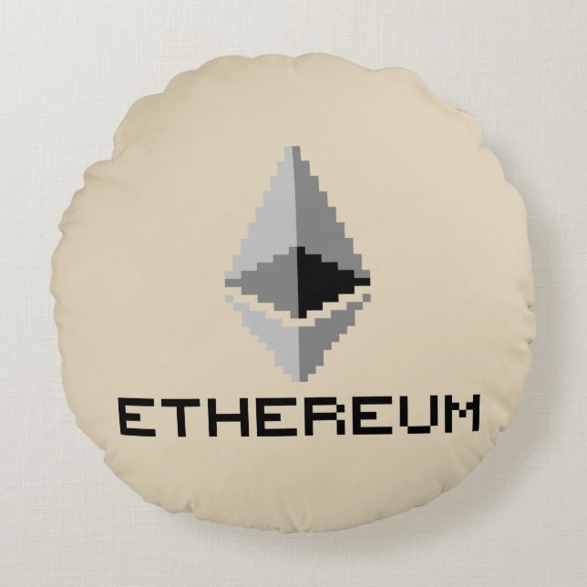 Ethereum ETH 8-Bit Logotyp | Kuddöverdrag Rund Kudde (Framsidan)
