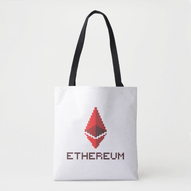 Ethereum ETH 8-Bit Rött Logo | Tote Bag Tygkasse (Framsida)