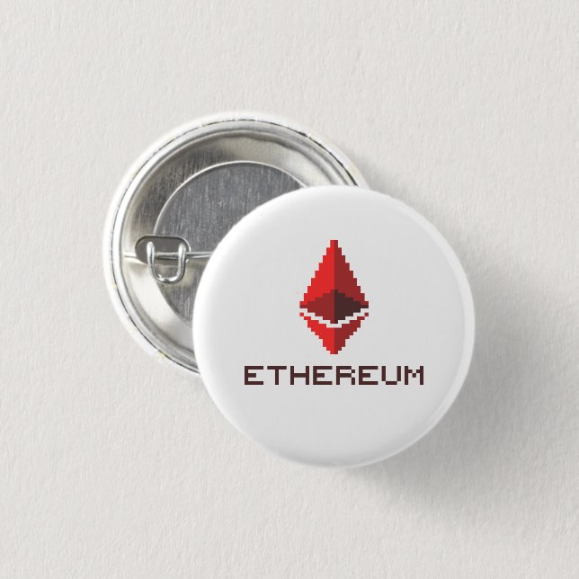 Ethereum ETH 8-Bit Rött Logotyp | Knappsats Knapp (Framsida & baksida)