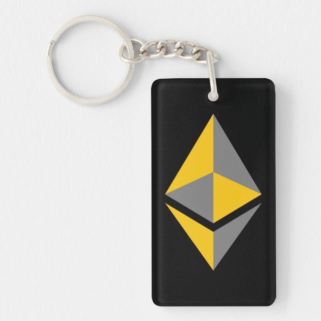 Ethereum ETH Grå och Guld Logotyp | Nyckelring (Framsidan)