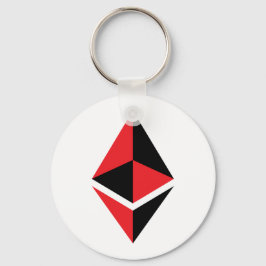 Ethereum ETH Svart & Rött Logotyp | Grundläggande Nyckelring