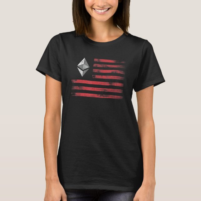 Ethereum Krypto Eth Kryptovaluta Flagga Män Och Kv T Shirt (Framsida)