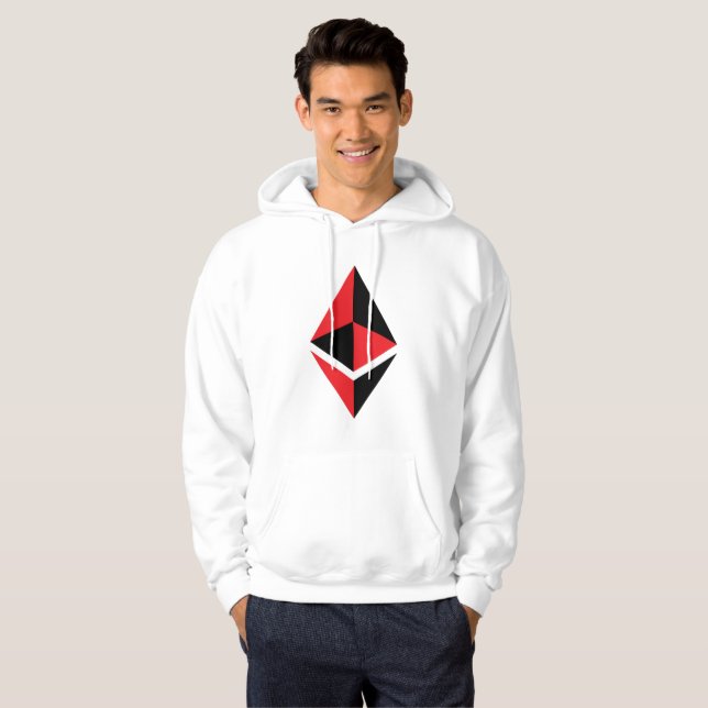 Ethereum svart & röd för logotyp | Hoodie för ETH (Hel framsida)