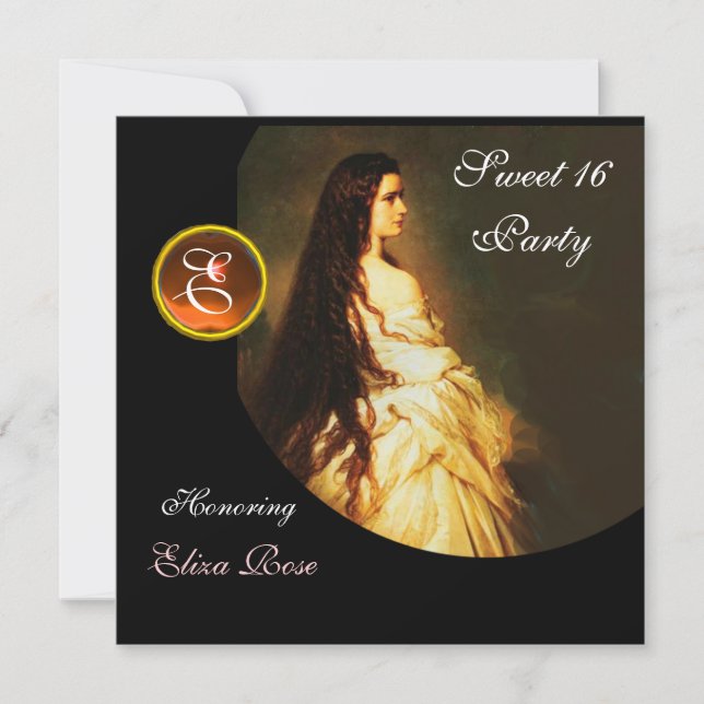 ETHERNAL BEAUTY,SVEET 16 GULTER,SVART VITT DAMASK INBJUDNINGAR (Framsida)