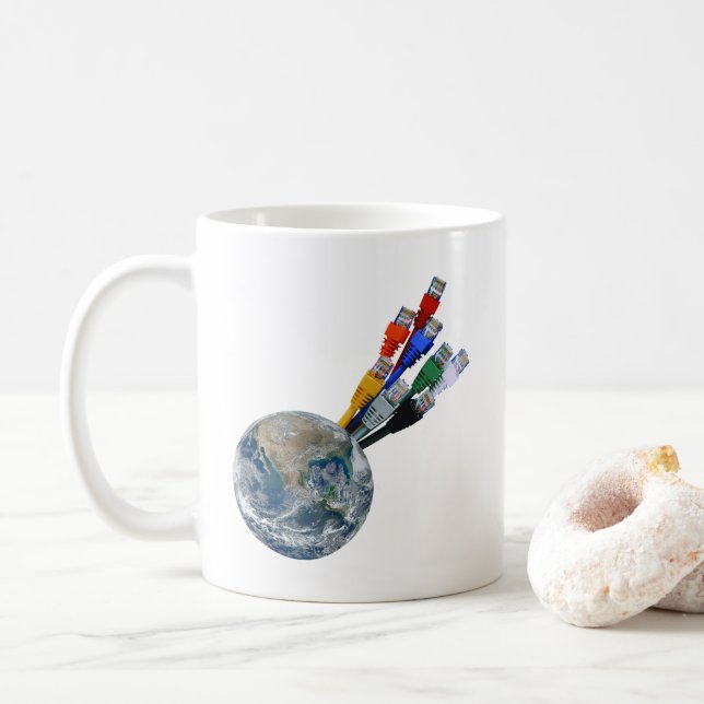 Ethernet-nätverksansluten jord kaffemugg (Med munk)
