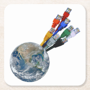 Ethernet-nätverksansluten jord underlägg papper kvadrat