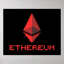 Etherum ETH 8-bitars röd Logotyp | POSTER