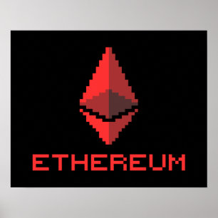 Etherum ETH 8-bitars röd Logotyp POSTER