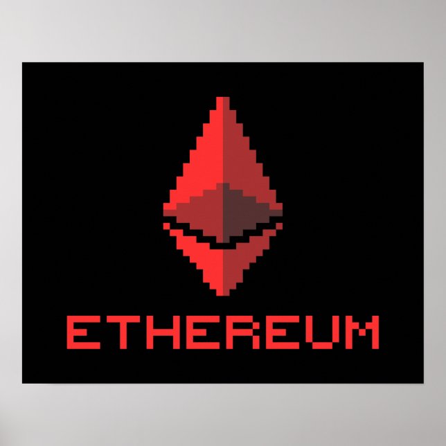 Etherum ETH 8-bitars röd Logotyp | POSTER (Framsidan)