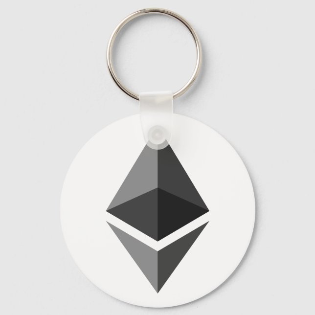 Etherum Logotyp Keychain Simple Grått white crypto Nyckelring (Framsida)