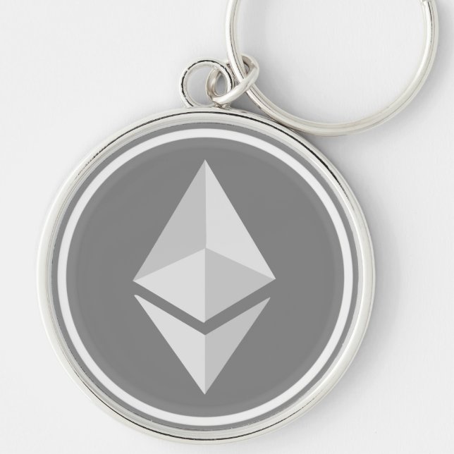 etherum rund silverfärgad nyckelring (Framsidan)