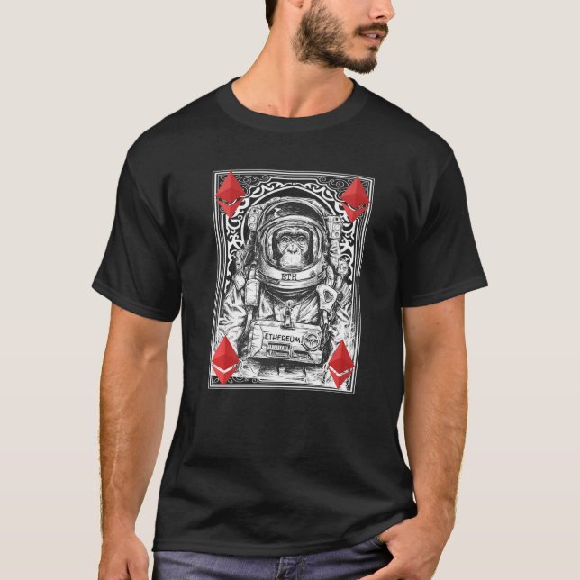 Etherum Space Monkey Crypto Måne Cryptocurrency E T Shirt (Framsida)